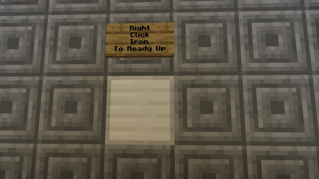 Image shows an iron block that players must hit when they're ready for Mob Arena to start